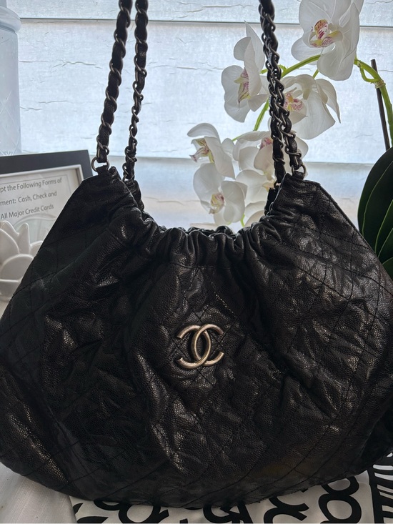 CHANEL Handbags - Chanel Black Quilted Glazed Caviar Hobo Bag